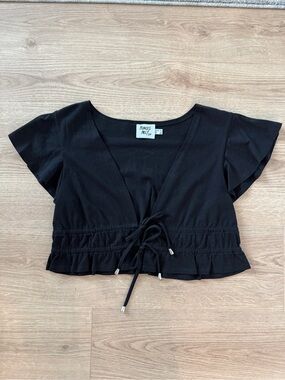 Princess Polly Black Tie-Front Crop Top